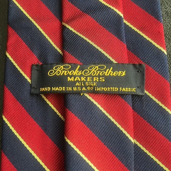 Brooks Brothers Red, Blue & Gold Striped Silk Tie - Picture 5 of 5